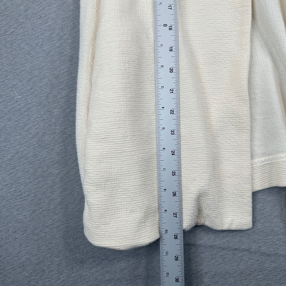 Eileen Fisher Cardigan Womens XS Cream Textured Cotton Stand Collar Open Front - Picture 5 of 10